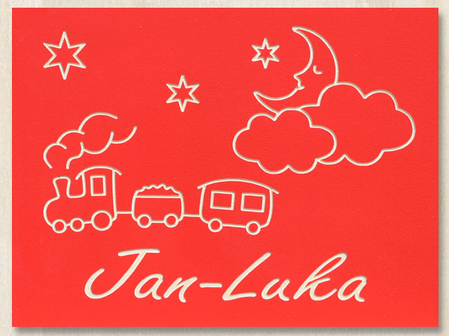 Kinderzimmer-T�rschild Wolken-Mond und Zug